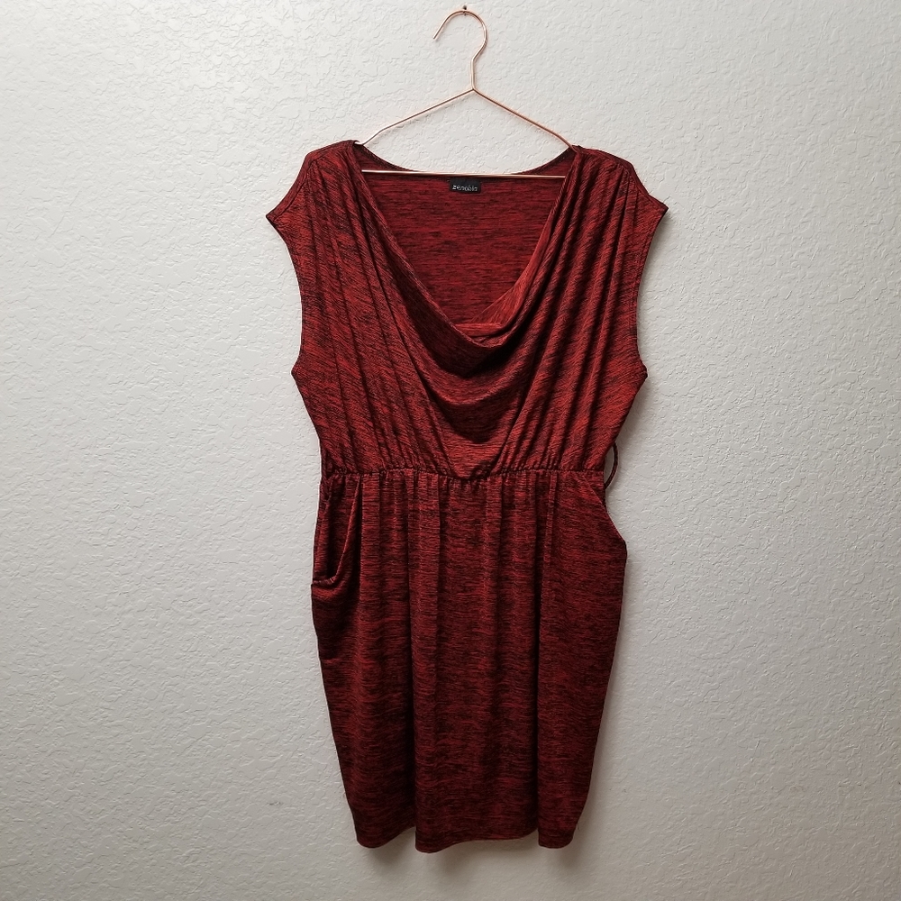 Drape Neck Slinky Dress With Pockets Red 2X